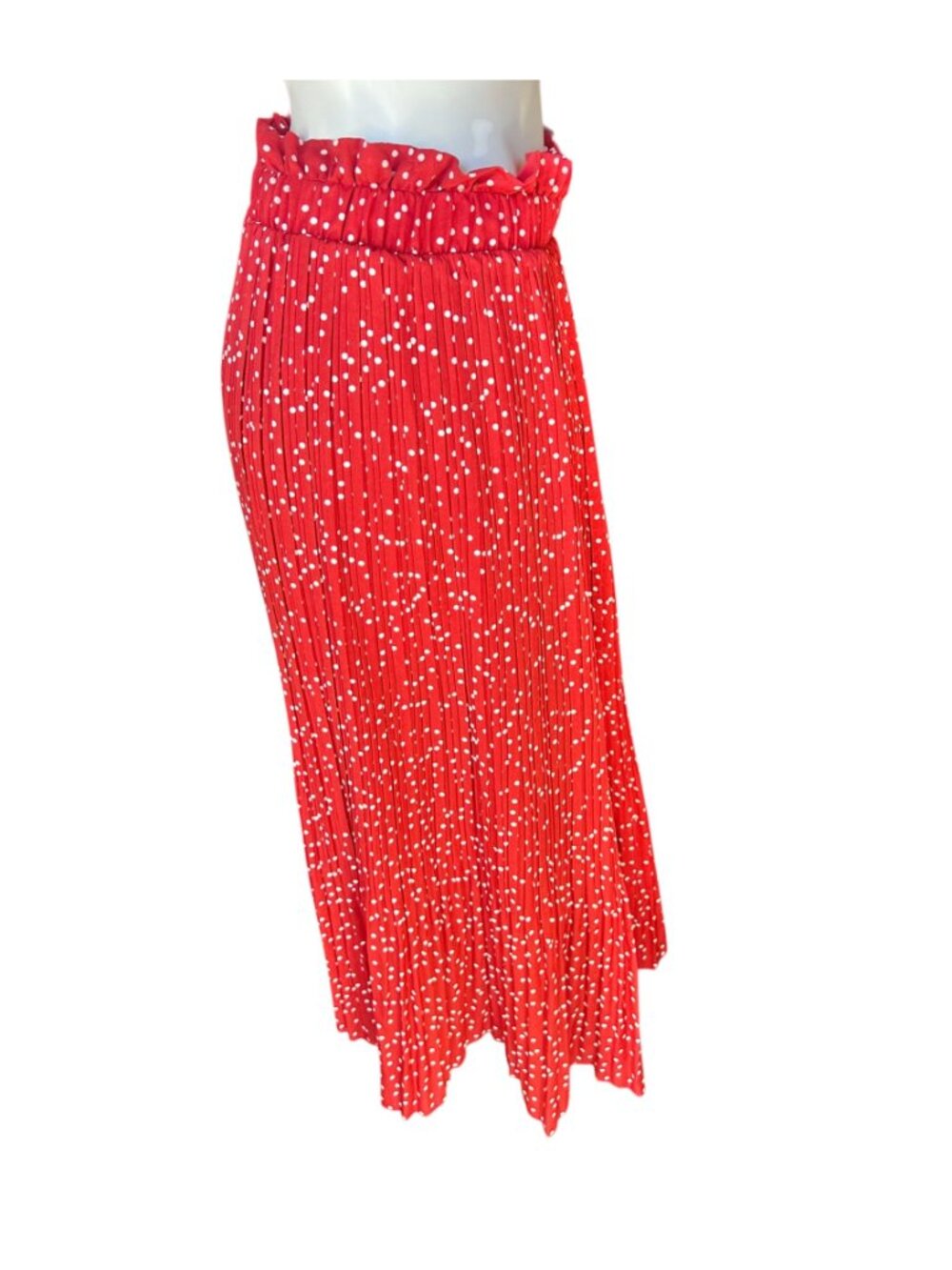 Naggoo Red & White Polka Dot Pleated Skirt Or Strapless Dress Cotton Blend XL Ne - Picture 5 of 13